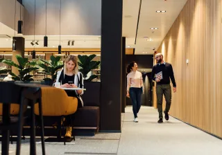 VTT FutureHub restaurant with a few people