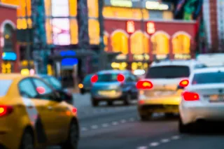 Blurry photo of cars in rush hour traffic